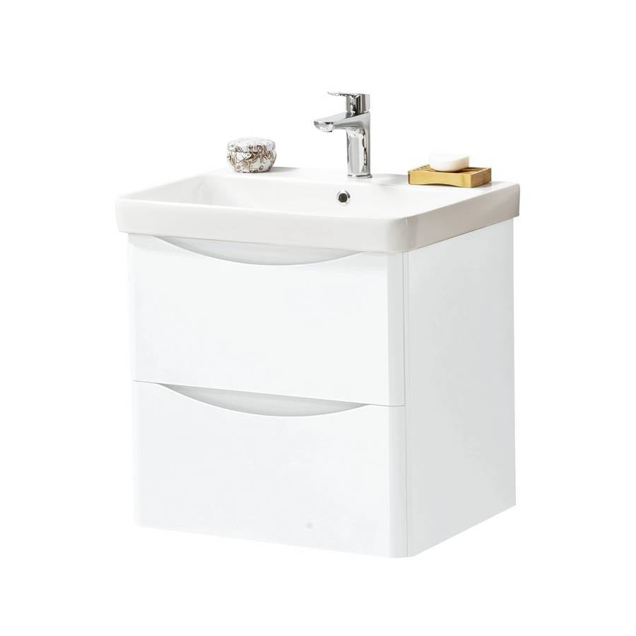 Arc Wall Mounted 2-Drawer Vanity Unit with Basin - Gloss White