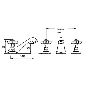 Beaumont 3 Tap Hole Basin Mixer