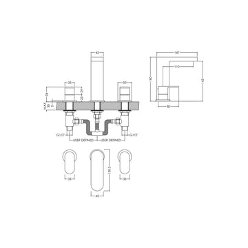 Binsey Deck Mounted 3 Tap Hole Basin Mixer With Pop Up Waste