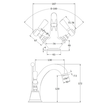 HR White Topaz With Lever Handle Mono Basin Mixer