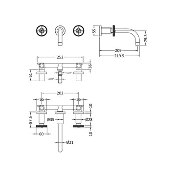 HR Revolution Wall Mounted Basin Mixer