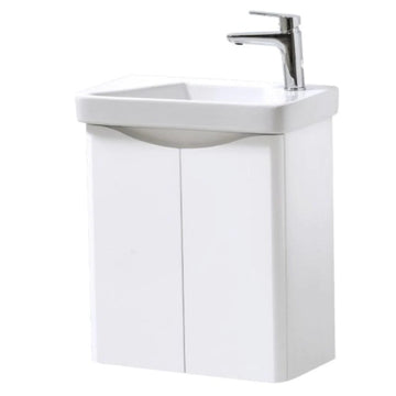 Arc 500mm Wall Mounted 2 Door Cloakroom Unit & Basin