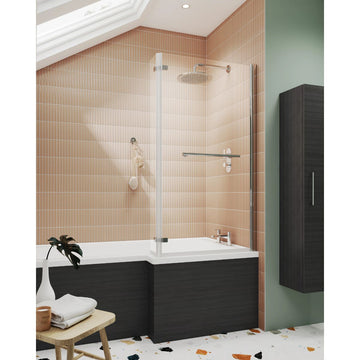 L-Shaped Bath Screen Hinged With Rail