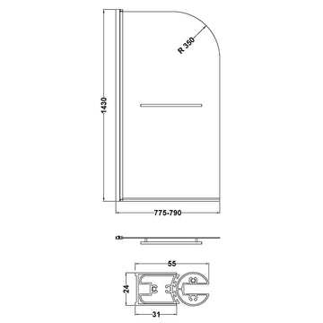 Round Bath Screen With Rail