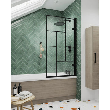 Square Hinged Abstract Bath Screen