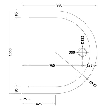 D Shaped Slimline Shower Tray