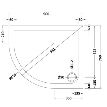 Offset Quadrant Slimline Shower Tray Left Hand