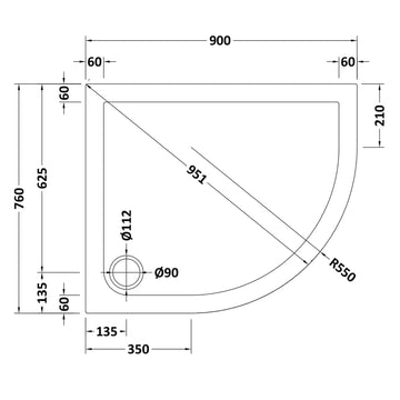 Slip Resistant Offset Quadrant Slimline Shower Tray Right Hand