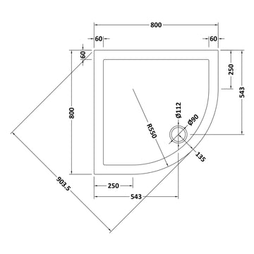 Slip Resistant Quadrant Slimline Shower Tray