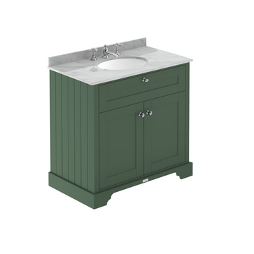 HR Floor Standing 2 Door Vanity Unit with 3 Tap Hole Grey Marble Top 800mm