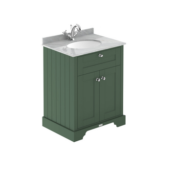 HR Floor Standing 2 Door Vanity Unit with 3 Tap Hole Grey Marble Top 600mm