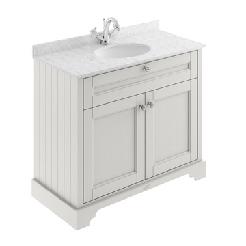 HR Floor Standing 2 Door Vanity Unit with 1 Tap Hole Grey Marble Top 1000m