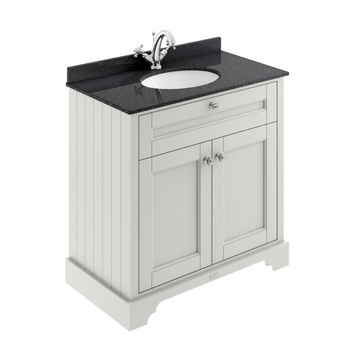 HR Floor Standing 2 Door Vanity Unit with 1 Tap Hole Black Marble Top 800mm