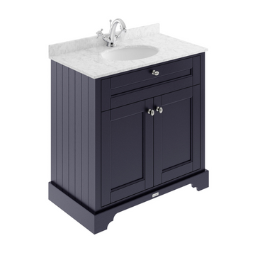 HR Floor Standing 2 Door Vanity Unit with 1 Tap Hole Grey Marble Top 800mm