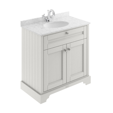 HR Floor Standing 2 Door Vanity Unit with 1 Tap Hole Grey Marble Top 800mm