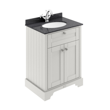 HR Floor Standing 2 Door Vanity Unit with 1 Tap Hole Black Marble Top 600mm