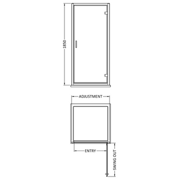 Rene 6mm Toughened Safety Glass Shower Hinged Door