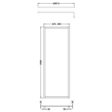 HR Full Outer Frame Wetroom Screens Full Outer Frame Wetroom 8mm Toughened Safety Glass Screen & Support Bar