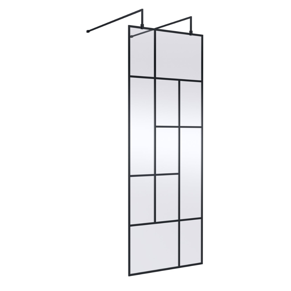 HR Abstract Frame Wetroom Screen with Support Bars