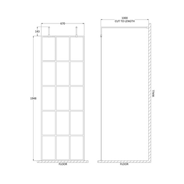 HR Abstract Frame Wetroom Screen with Support Bars