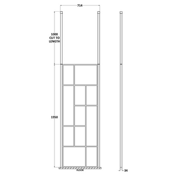 HR Abstract Frame Wetroom Screen with Ceiling Posts