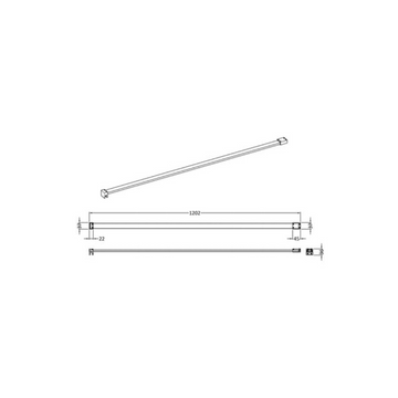 HR Wetroom Screen Accessories Flat Support Bar, 1202mm