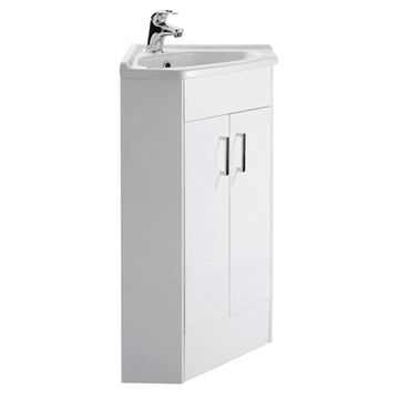 Mayford Floor Standing 2 Door Corner Vanity Unit with Ceramic Basin