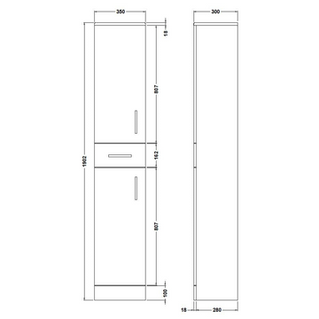 Mayford Floor Standing Slim 2 Door 1 Drawer Tall Unit 350mm