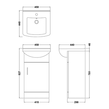 Mayford Floor Standing Single Door Vanity Unit with Square Basin 450mm