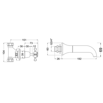 Selby 3 Tap Hole Wall Mounted Bath Filler