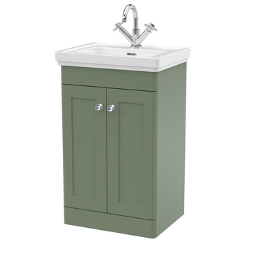 Classique Floor Standing 2 Door Vanity Basin Unit & 1 Tap Hole Fireclay Basin, 500mm