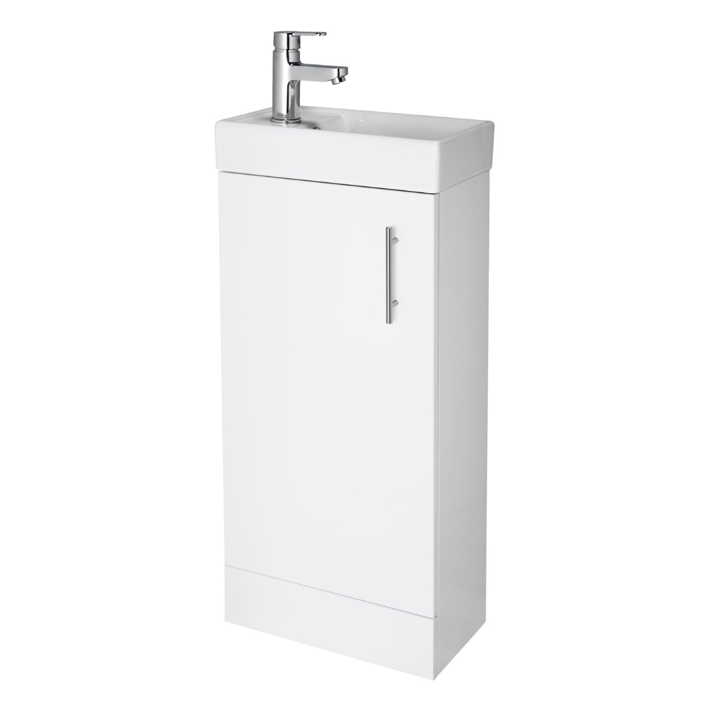 Vault Floor Standing Single Door Compact Vanity Unit with Ceramic Basin 400mm