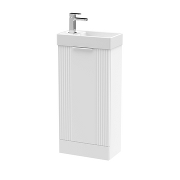 Deco Compact Floor Standing 1 Door Vanity Basin Unit & Ceramic Basin, 400mm