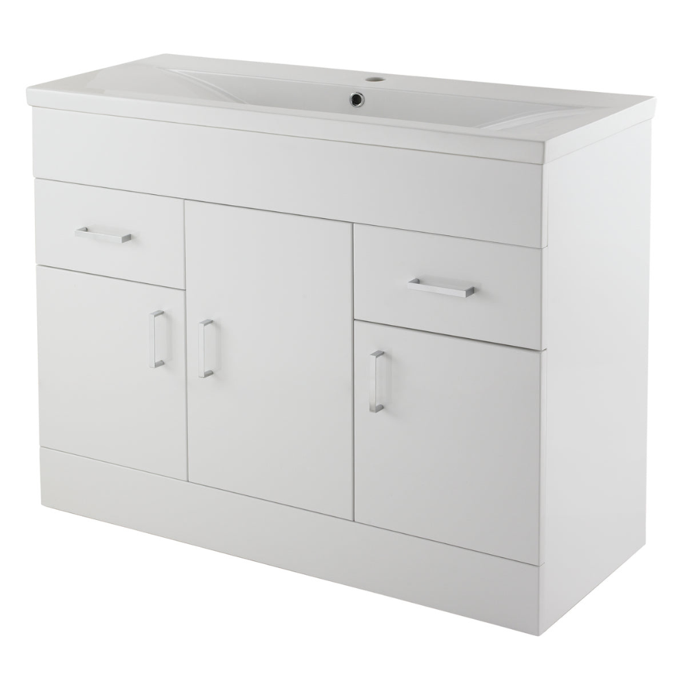 Eden Floor Standing 3 Door 2 Drawer Vanity Unit with Minimalist Basin 1000mm