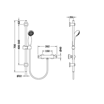 Round Thermostatic Bar Valve and Slider Rail Kit