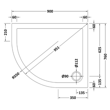 Offset Quadrant Slimline Shower Tray Left Hand