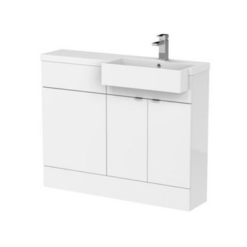 HR Fusion Floor Standing 2 Door Vanity Unit & WC with Right Hand Semi Recessed Basin Combination 1100mm