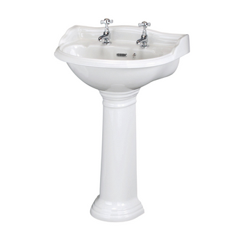 HR Chancery 600mm Basin & Pedestal 2 Tap Hole