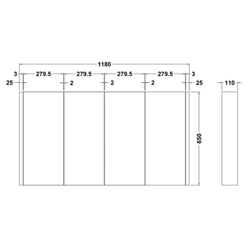 Eden Wall Hung 4 Door Mirror Cabinet 1200mm