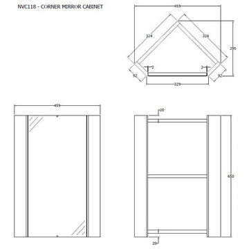 Mayford Wall Hung Corner Single Door Mirror Cabinet