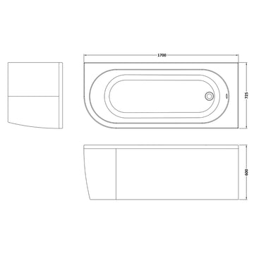 Crescent Right Hand Back to Wall Corner Bath