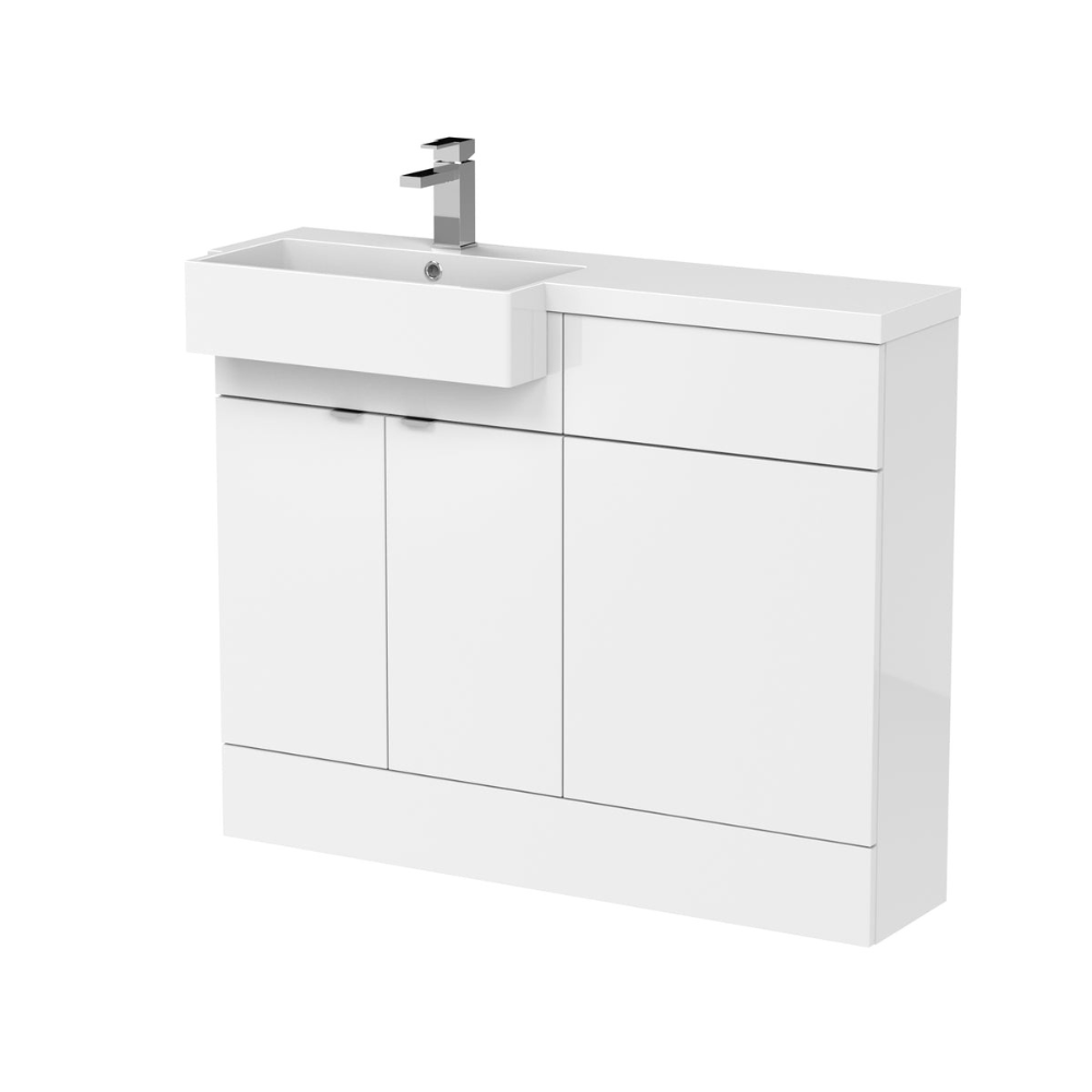 HR Fusion Floor Standing 2 Door Vanity Unit & WC with Left Hand Semi Recessed Basin Combination 1100mm