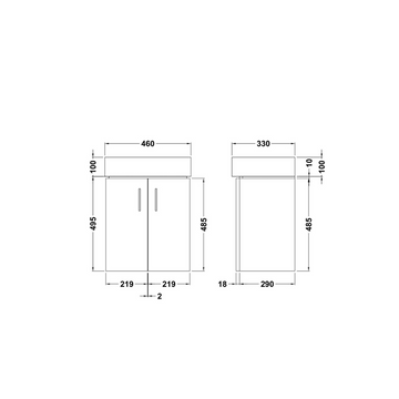 Mayford Wall Hung 2 Door Vanity Unit with Ceramic Basin 450mm