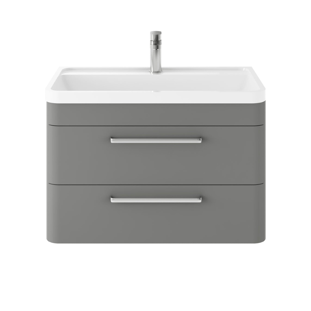 HR Solar Wall Hung 2 Drawer Vanity Unit with Ceramic Basin 800mm