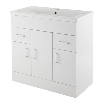 Eden Floor Standing 3 Door 2 Drawer Vanity Unit with Mid-Edge Basin 800mm