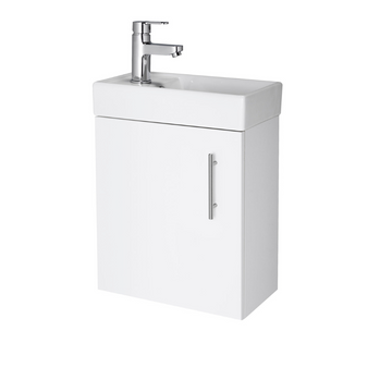 Vault Wall Hung Single Door Compact Vanity Unit with Ceramic Basin 400mm