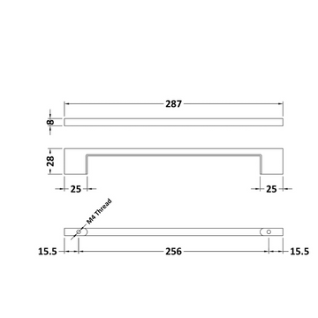 D Shaped Handle 256mm Centres