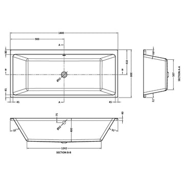 Asselby Square Thin Edge Double Ended Straight Shower Bath 1800mm x 800mm