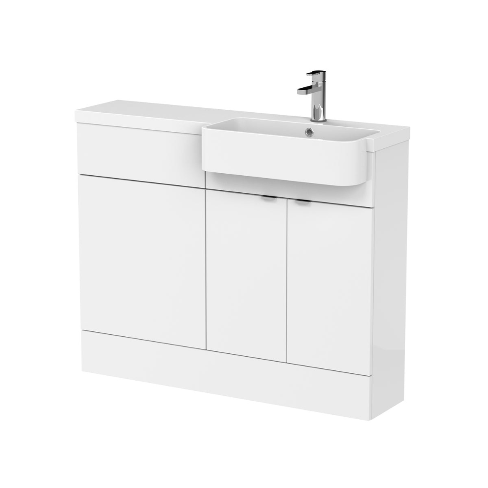 HR Fusion Floor Standing 2 Door Vanity Unit & WC with Right Hand Semi Recessed Basin Combination 1100mm