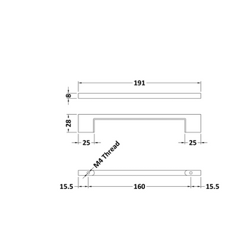 Handles D Handle 160mm Centres